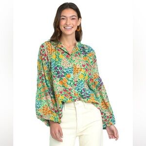 Olivia James Emory Blouse Meadow Mint Peasant